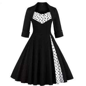 Pinup swing bow print dress